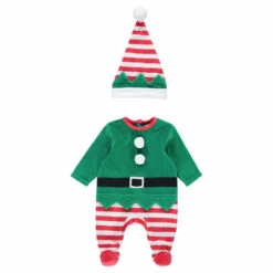 Dors-bien En Velours Lutin Esprit Noël Avec Bonnet Rayé