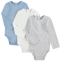 Lot De 3 Bodies Manches Longues Print Logo Pour Bébé Garçon
