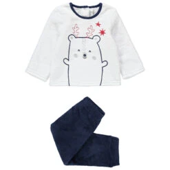 Pyjama En Velours Bicolore Avec Animal Et étoiles Brodées