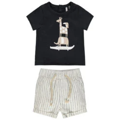 Ensemble Avec T-shirt Print Animaux Et Short à Rayures