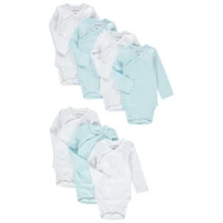 Lot De 7 Bodies Unis Manches Longues En Coton Pour Bébé Garçon