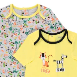 Lot De 2 Combinaisons Courtes Assorties Print Animaux De La Jungle -Orchestra HNAY14 GRC 4 X