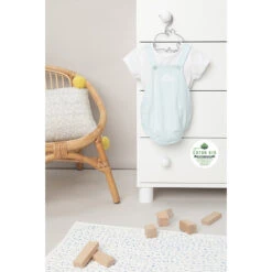 Ensemble T-shirt Manches Courtes Et Salopette Bleue En Coton -Orchestra HNAY18 BLC 10 X