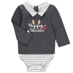 Body Manches Longues Effet 2 En 1 Esprit Noël Pour Bébé Garçon