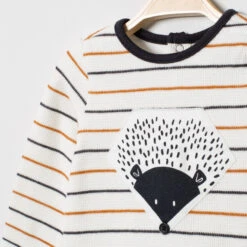 T-shirt Manches Longues En Maille à Rayures Et Motif Hérisson -Orchestra HNAY3W ECR 3 X