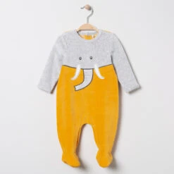 Dors-bien En Velours Bicolore Motif éléphant