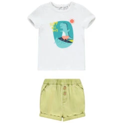 Ensemble T-shirt Print Dinosaure Et Short Pour Bébé Garçon