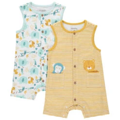 Lot De 2 Combinaisons Courtes Motif Animaux De La Jungle