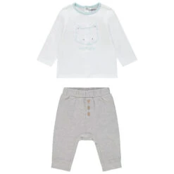 Ensemble Pantalon Uni Et T-shirt Manches Longue En Coton