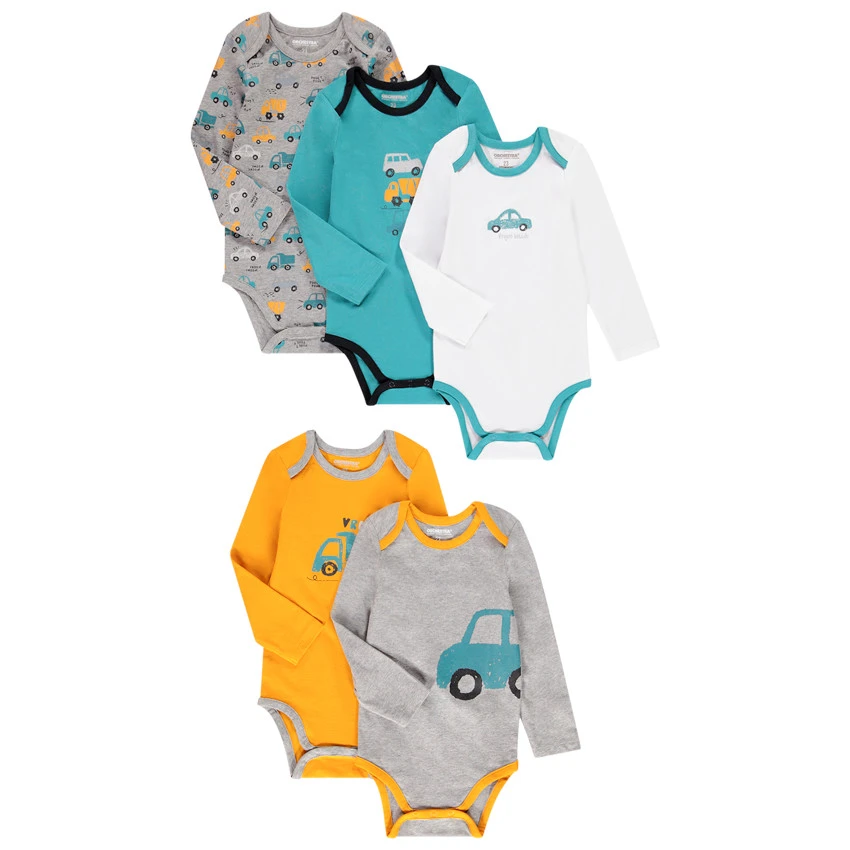 Lot De 5 Bodies Manches Longues Print Voitures Pour Bébé Garçon 1 Lot De 5 Bodies Manches Longues Print Voitures Pour Bébé Garçon