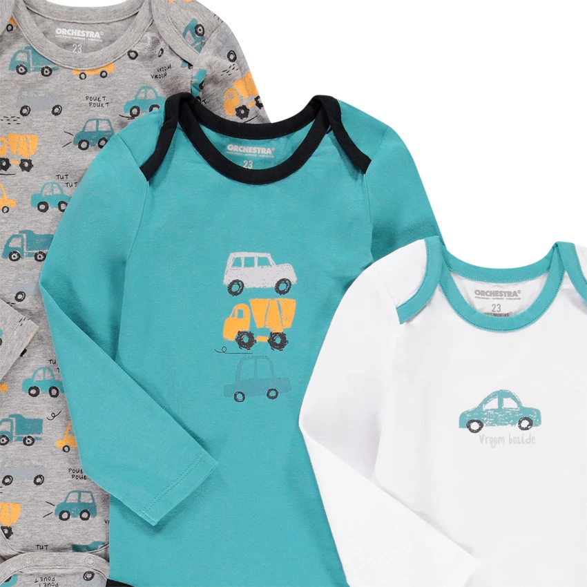 Lot De 5 Bodies Manches Longues Print Voitures Pour Bébé Garçon 4 Lot De 5 Bodies Manches Longues Print Voitures Pour Bébé Garçon – Image 4