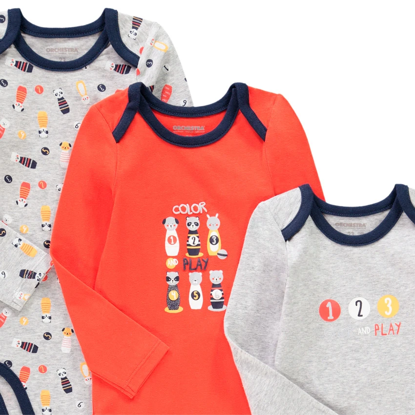 Lot De 5 Bodies Manches Longues En Coton Pour Bébé Garçon 4 Lot De 5 Bodies Manches Longues En Coton Pour Bébé Garçon – Image 4