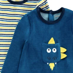 Lot De 2 Dors-bien En Velours Rayé Et Bleu Pour Bébé Garçon -Orchestra HNAY76 BLF 4 X