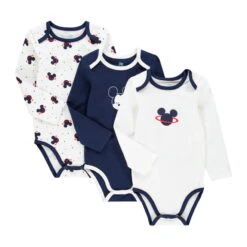 Lot De 3 Bodies En Coton Motif Mickey Disney Pour Bébé Garçon