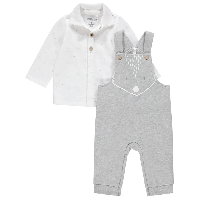 Ensemble Salopette Et Polo Motif Renard 1 Ensemble Salopette Et Polo Motif Renard