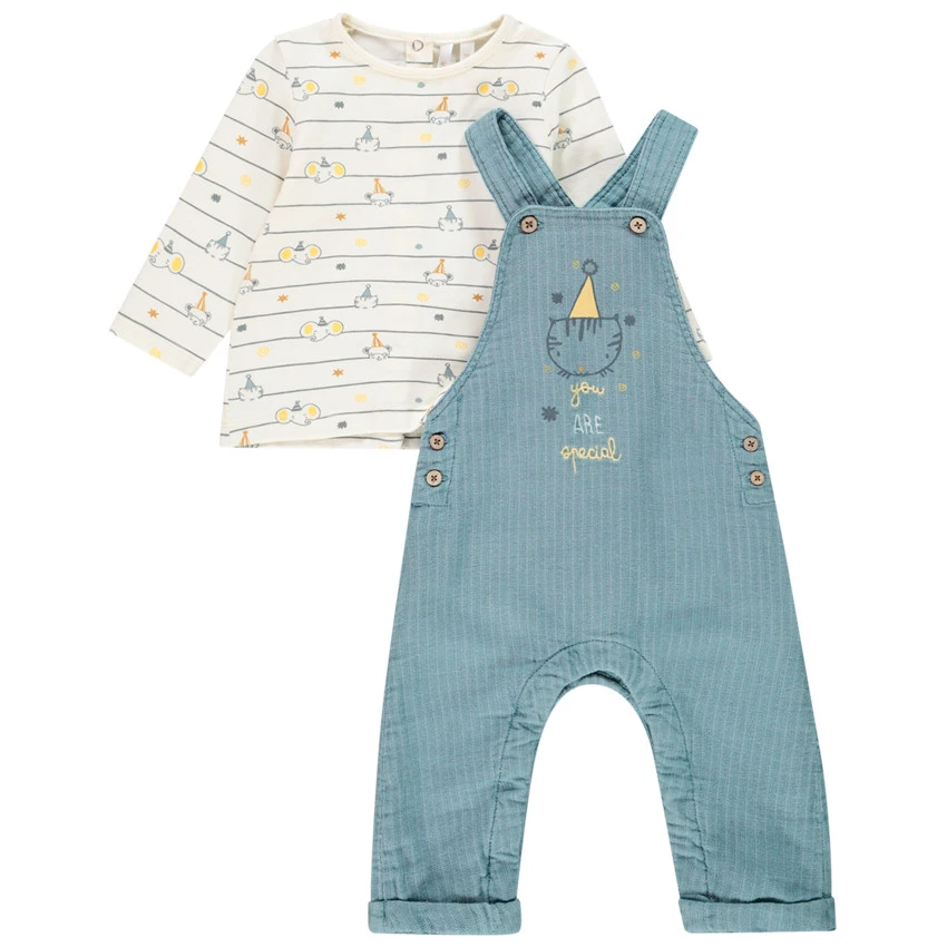 Ensemble T-shirt Imprimé Et Salopette Longue Pour Bébé Garçon 1 Ensemble T-shirt Imprimé Et Salopette Longue Pour Bébé Garçon