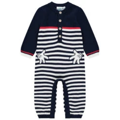 Combinaison En Tricot Rayée Pour Bébé Garçon Motifs Mickey Disney