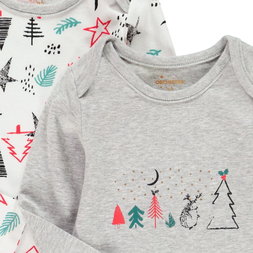 Lot De 2 Bodies Manches Longues En Coton Esprit Noël Pour Bébé Garçon 3 Lot De 2 Bodies Manches Longues En Coton Esprit Noël Pour Bébé Garçon – Image 3
