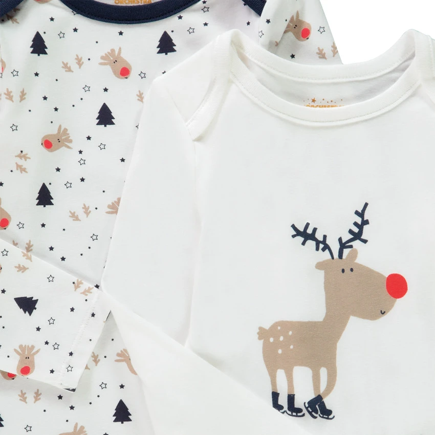 Lot De 2 Bodies Manches Longues Esprit Noël Pour Bébé 3 Lot De 2 Bodies Manches Longues Esprit Noël Pour Bébé – Image 3