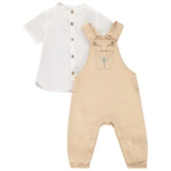 Ensemble 2 PiÚces Salopette Longue Et Chemise De Cérémonie Pour Bébé Garçon