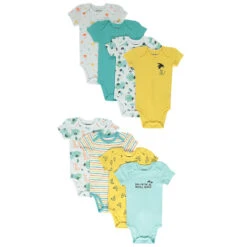 Lot De 8 Bodies Manches Courtes Pour Bébé Garçon