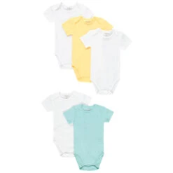 Lot De 5 Bodies Manches Courtes Unis Pour Bébé Garçon