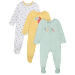 Lot De 3 Dors Bien En Jersey Imprimé Toucans Pour Bébé Garçon