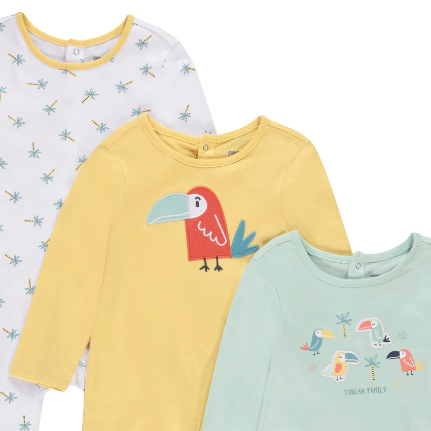 Lot De 3 Dors Bien En Jersey Imprimé Toucans Pour Bébé Garçon 3 Lot De 3 Dors Bien En Jersey Imprimé Toucans Pour Bébé Garçon – Image 3