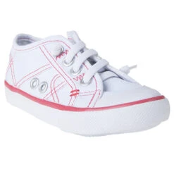 Baskets Basses Blanches Et Cerise En Toile Du 25 Au 38