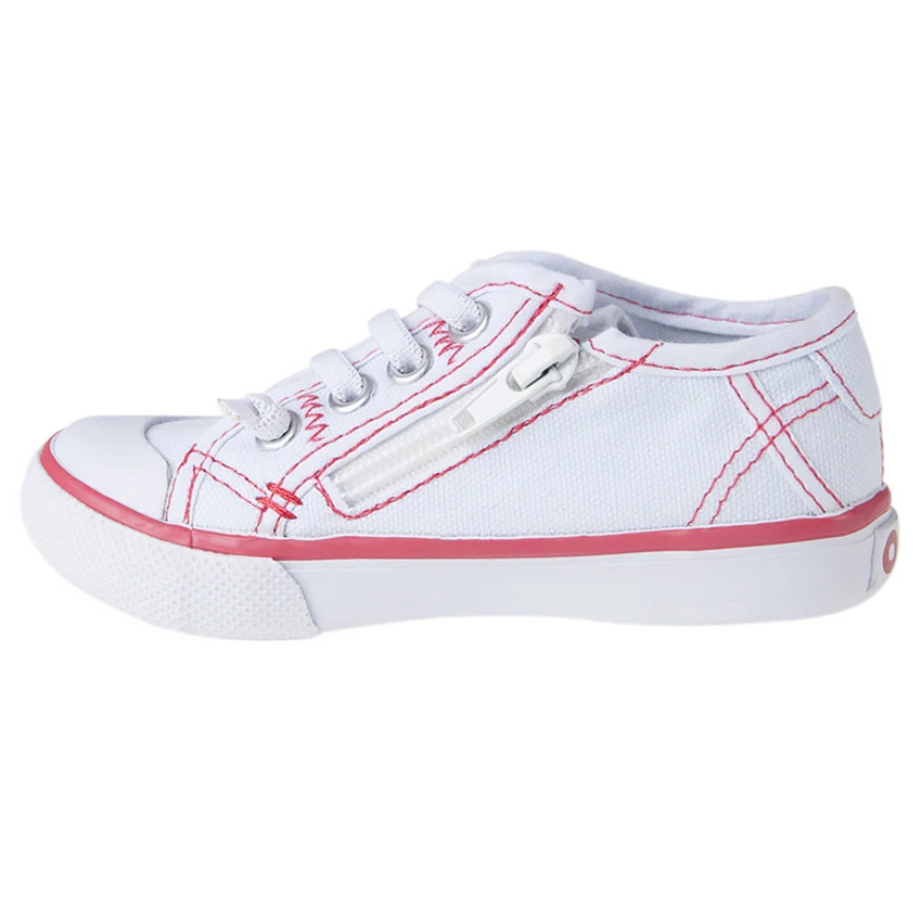 Baskets Basses Blanches Et Cerise En Toile Du 25 Au 38 2 Baskets Basses Blanches Et Cerise En Toile Du 25 Au 38 – Image 2