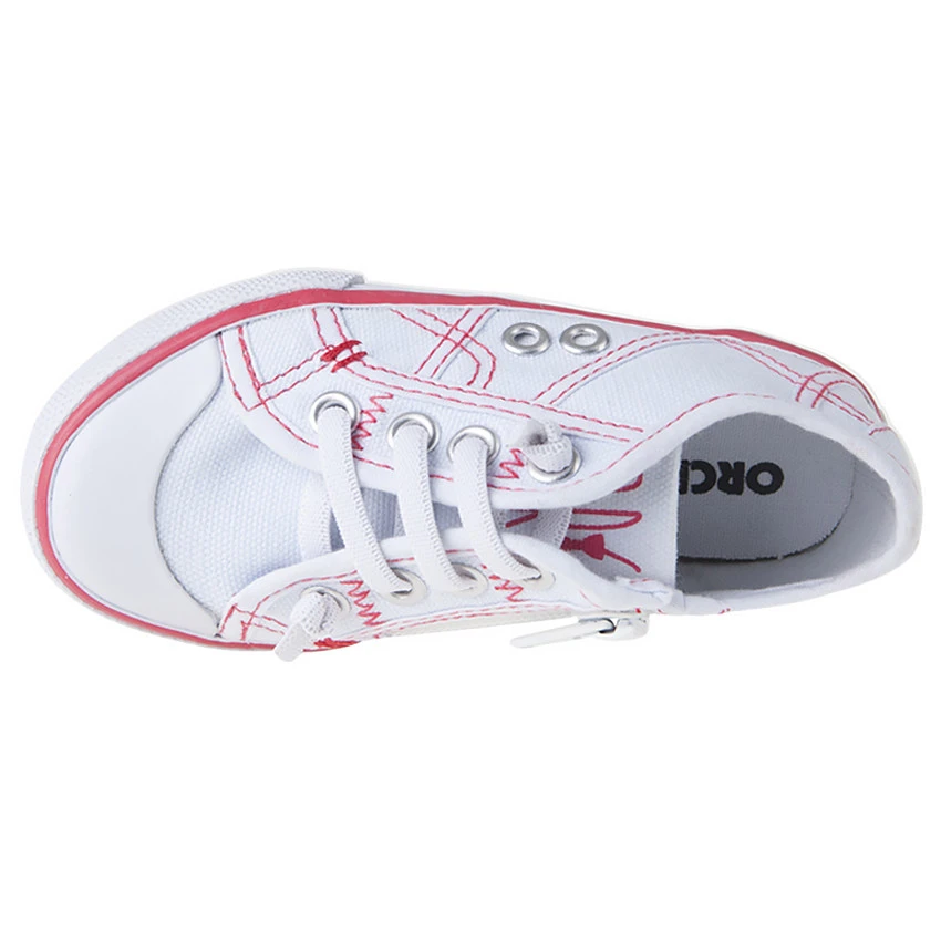 Baskets Basses Blanches Et Cerise En Toile Du 25 Au 38 3 Baskets Basses Blanches Et Cerise En Toile Du 25 Au 38 – Image 3