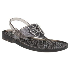 Nu-pieds En Plastique à Paillettes Strass Et Imprimé Zébré