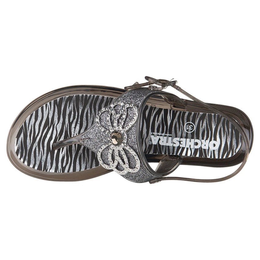 Nu-pieds En Plastique à Paillettes Strass Et Imprimé Zébré 3 Nu-pieds En Plastique à Paillettes Strass Et Imprimé Zébré – Image 3