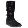 Bottes Noires En Cuir Avec Patchs Fantaisie Et Rivets
