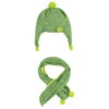 Ensemble Bonnet Et écharpe En Tricot Vert Avec Fleur Et Pompons