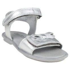 Nu-pieds Argentés En Cuir à Double Scratch Et Noeud Du 28 Au 35