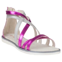 Nu-pieds En Cuir Effet Métallisé Avec Zip