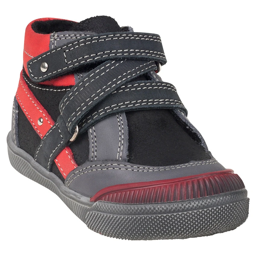 Bottillons En Cuir Avec Scratch Et Empiècements Contrastés 1 Bottillons En Cuir Avec Scratch Et Empiècements Contrastés