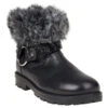 Bottines Noires En Cuir Avec Col En Fausse Fourrure