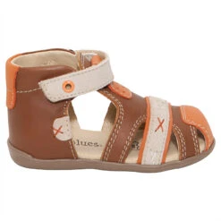 Nu-pieds En Cuir Camel à Scratch