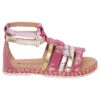 Nu-pieds En Cuir Coloris Rose Et Or