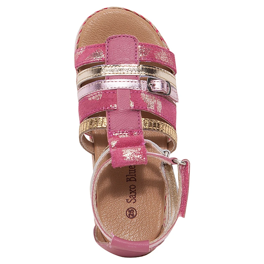 Nu-pieds En Cuir Coloris Rose Et Or 3 Nu-pieds En Cuir Coloris Rose Et Or â Image 3