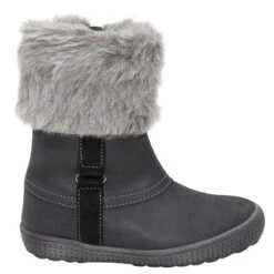 Bottes En Cuir Avec Col En Fausse Fourrure