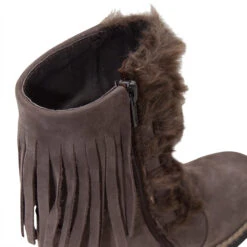 Bottines En Cuir à Laçage Avec Fausse Fourrure Et Franges 5 Bottines En Cuir à Laçage Avec Fausse Fourrure Et Franges -Orchestra NCIK05 CHOC 3 X