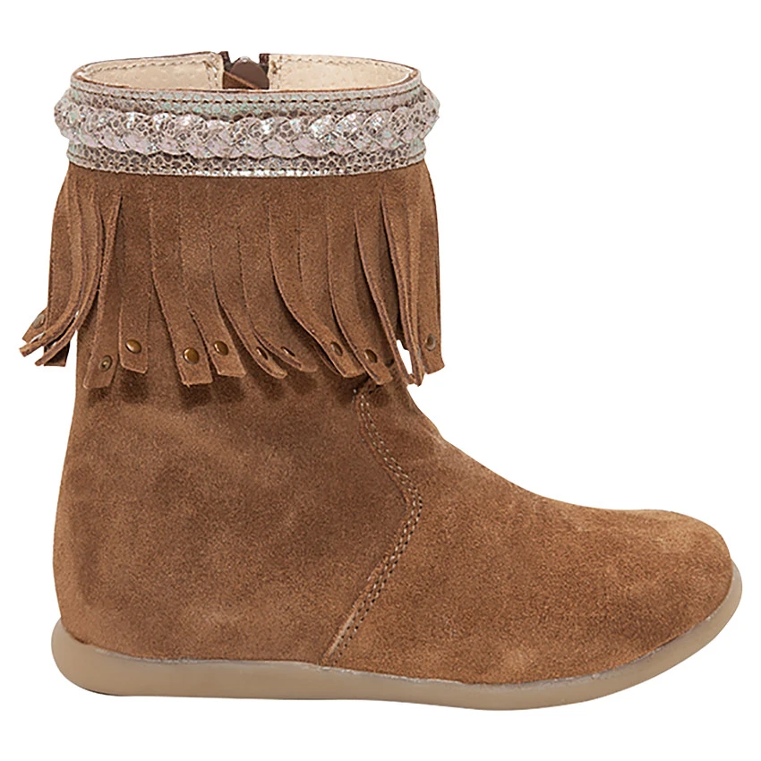Bottines En Cuir Camel Avec Franges Fantaisie 1 Bottines En Cuir Camel Avec Franges Fantaisie
