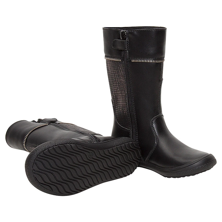 Bottes Noires à Zip Et Empiècement Fantaisie 2 Bottes Noires à Zip Et Empiècement Fantaisie – Image 2