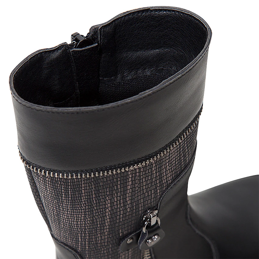 Bottes Noires à Zip Et Empiècement Fantaisie 3 Bottes Noires à Zip Et Empiècement Fantaisie – Image 3