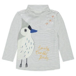 Sous-pull Rayé Col Roulé Avec Print Oiseau