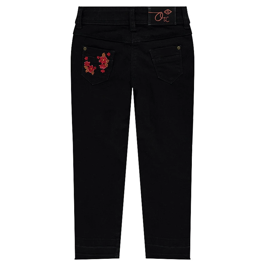 Jeans Effet Used Avec Broderies Florales 2 Jeans Effet Used Avec Broderies Florales – Image 2