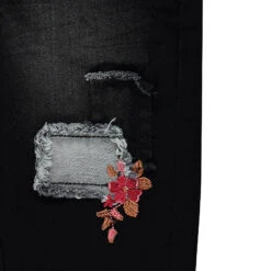 Jeans Effet Used Avec Broderies Florales 9 Jeans Effet Used Avec Broderies Florales -Orchestra OF1300 GRF 4 X